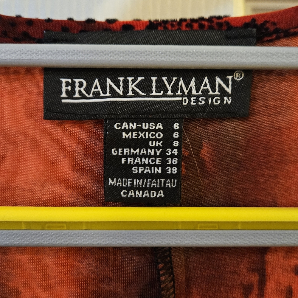 Vintage Frank Lyman Design Red and Black Wrap Ruched Dress Size 6 - Picture 3 of 7